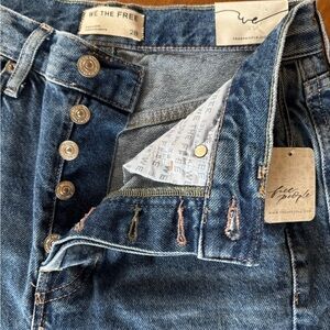 Free People Button-Fly Stay For The Morning Women's Blue Jeans Size 28 NWT